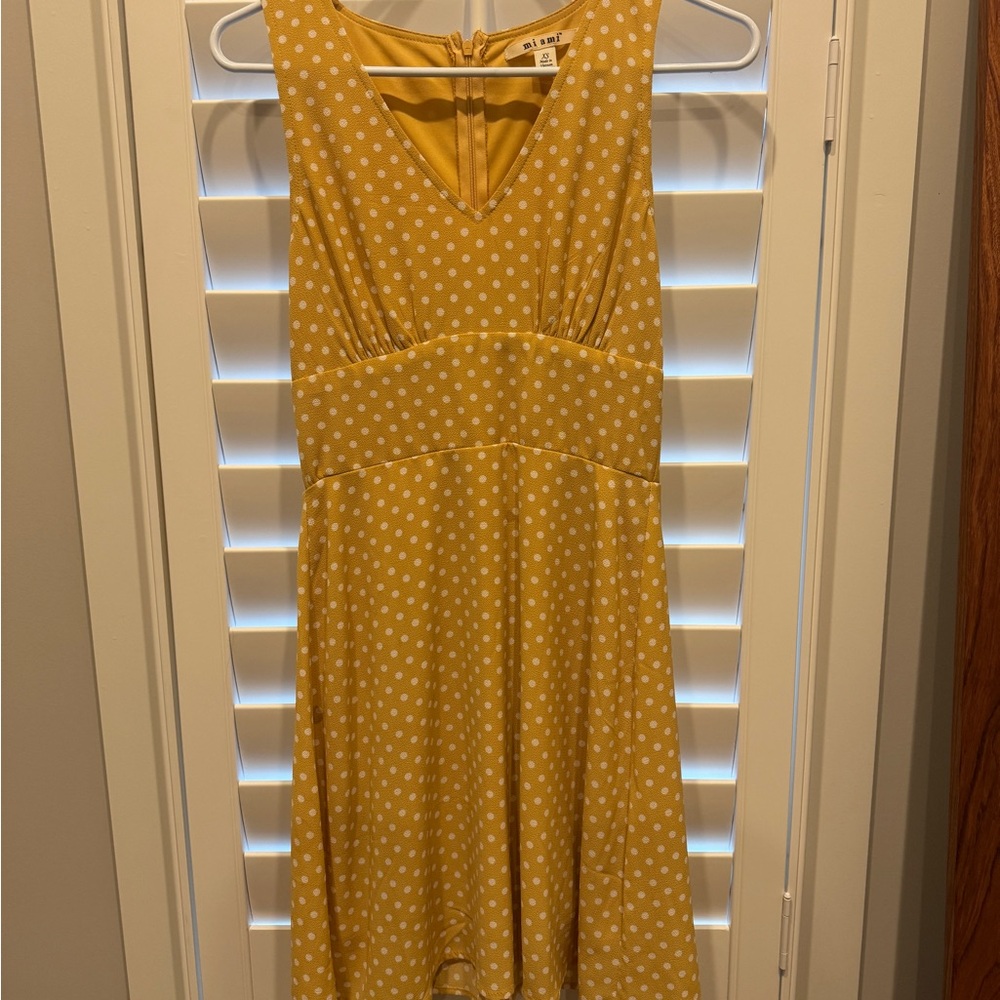 Miami Yellow Polka Dot Midi Dress
